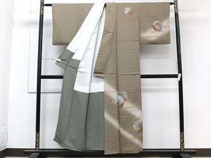 平和屋着物■訪問着　降臨雪輪飛鶴花文　暈し染め　金銀彩　正絹　逸品　CABG7026xi