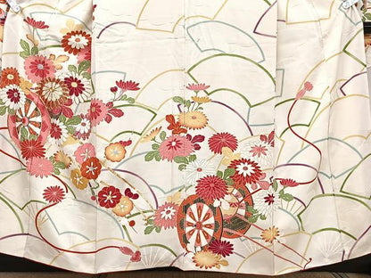 平和屋着物■豪華振袖 駒刺繍 花車文 カラー胴裏：丁子色 金彩 正絹 逸品 CABG7030xi