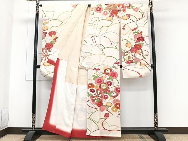平和屋着物■豪華振袖 駒刺繍 花車文 カラー胴裏：丁子色 金彩 正絹 逸品 CABG7030xi