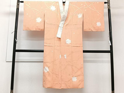 平和屋着物■長襦袢　袷　絞り　芝楓地紋　半衿刺繍　正絹　逸品　CABG7035xi