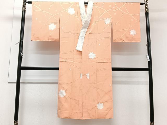 平和屋着物■長襦袢　袷　絞り　芝楓地紋　半衿刺繍　正絹　逸品　CABG7035xi