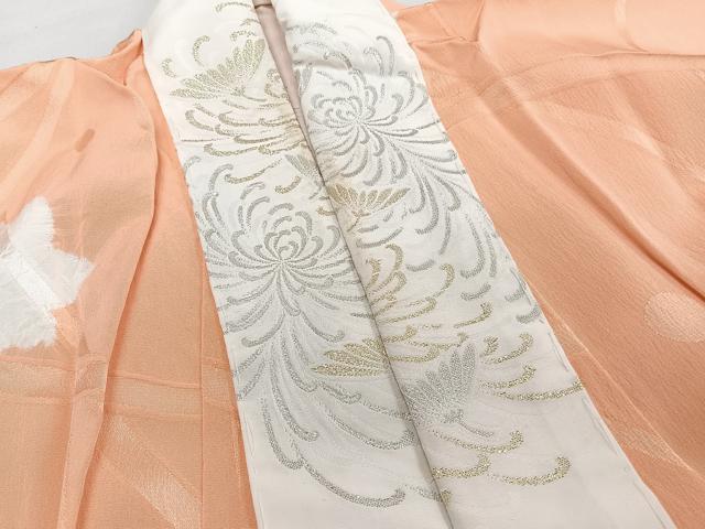 平和屋着物■長襦袢　袷　絞り　芝楓地紋　半衿刺繍　正絹　逸品　CABG7035xi