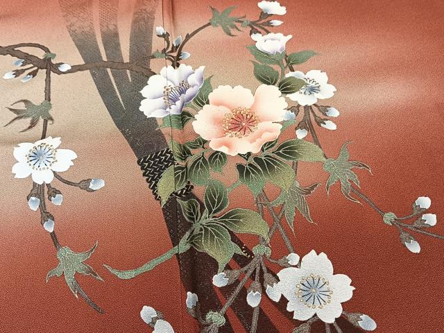 平和屋着物■訪問着　束ね熨斗枝花文　暈し染め　金彩　正絹　逸品　CABG7036xi