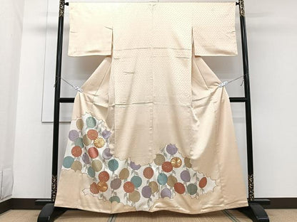 平和屋着物■豪華色留袖　駒刺繍　枝菊文　金彩　正絹　逸品　CABG7038xi
