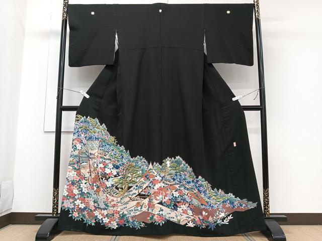 平和屋着物■豪華黒留袖　作家物　誰が袖風景文　正絹　逸品　CABG7040xi