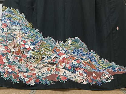 平和屋着物■豪華黒留袖　作家物　誰が袖風景文　正絹　逸品　CABG7040xi
