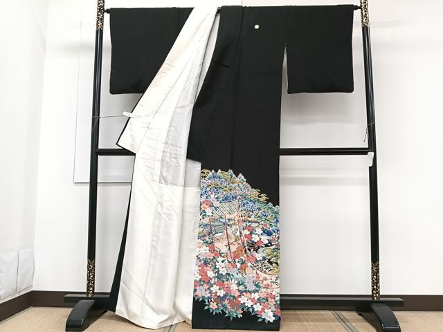 平和屋着物■豪華黒留袖　作家物　誰が袖風景文　正絹　逸品　CABG7040xi