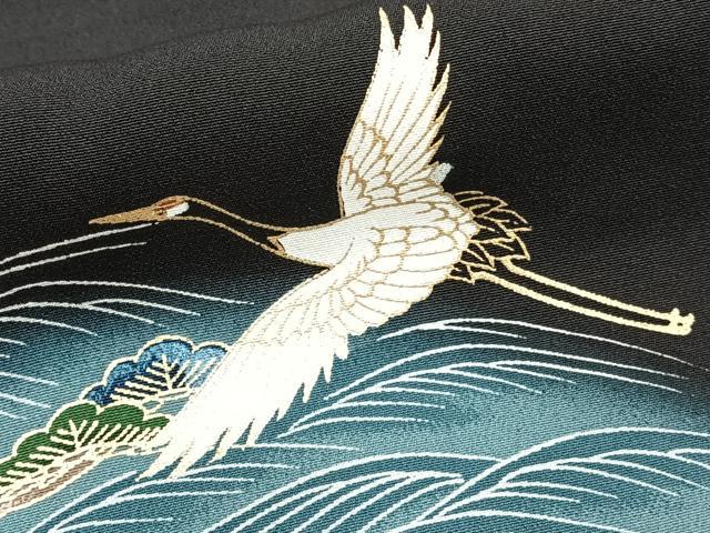 平和屋着物■豪華黒留袖　渡橋鶴文　松竹梅　金彩　正絹　逸品　CABG7041xi