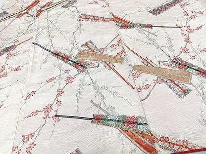 平和屋着物■上質な小紋　枝梅扇子花文　金彩　正絹　逸品　CABG7047xi