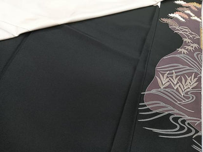 平和屋着物■豪華黒留袖　駒刺繍　波籬飛鶴屏風花文　金彩　鈴乃屋扱い　正絹　逸品　CABG7050xi