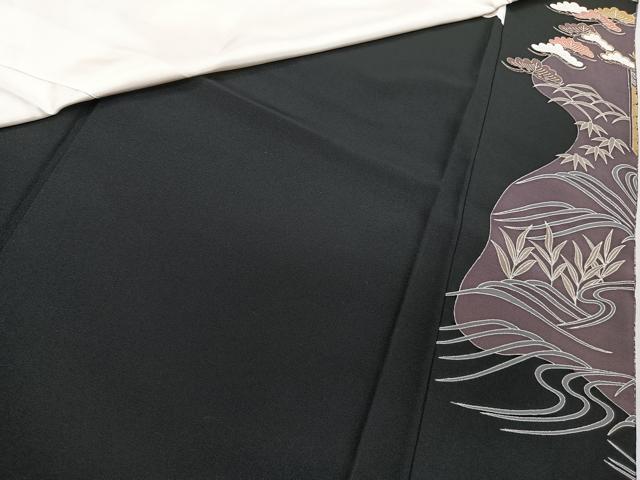 平和屋着物■豪華黒留袖　駒刺繍　波籬飛鶴屏風花文　金彩　鈴乃屋扱い　正絹　逸品　CABG7050xi