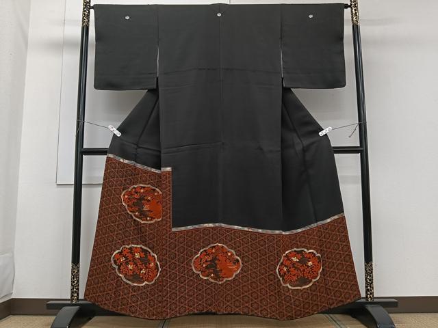 平和屋着物■豪華黒留袖　駒刺繍　飛鳥風景文　正絹　逸品　CABG7052xi