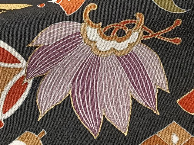 平和屋着物■豪華黒留袖　駒刺繍　宝尽くし文　金彩　正絹　逸品　CABG7056xi