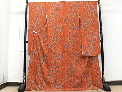 平和屋着物■振袖　松葉草花文　洗える着物　CABG7063xi