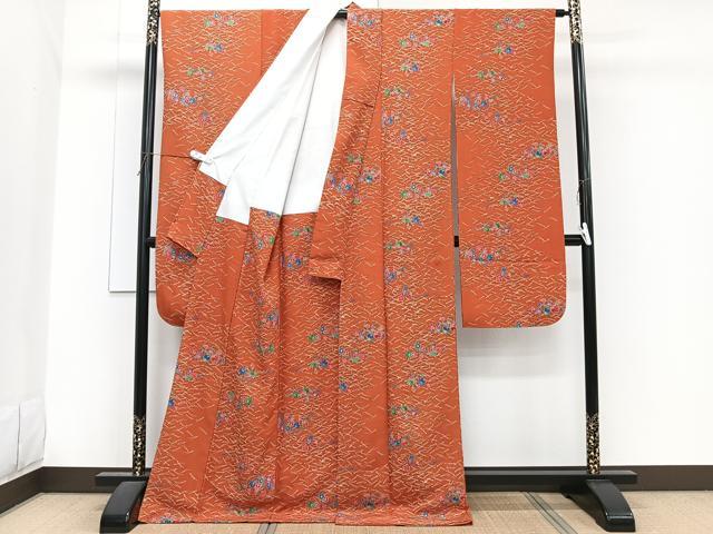 平和屋着物■振袖　松葉草花文　洗える着物　CABG7063xi