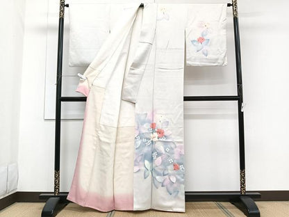 平和屋着物■訪問着　手描き　草花文　暈し染め　西武扱い　正絹　逸品　CABG7074xi