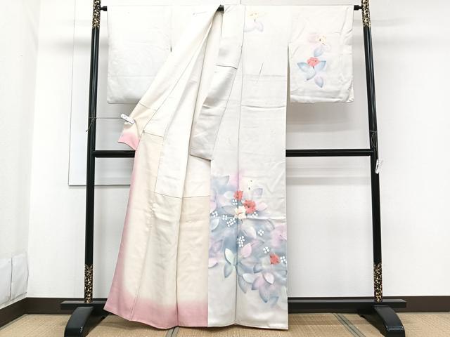 平和屋着物■訪問着　手描き　草花文　暈し染め　西武扱い　正絹　逸品　CABG7074xi