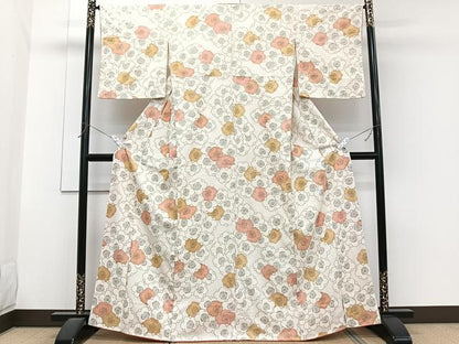 平和屋着物■上質な小紋　花尽し　金彩　正絹　逸品　CABG7075xi