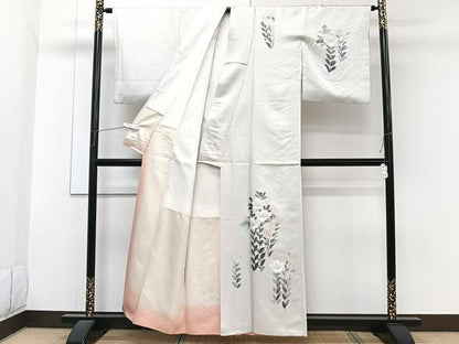 平和屋着物■訪問着　手描き　枝草花文　正絹　逸品　CABG7081xi