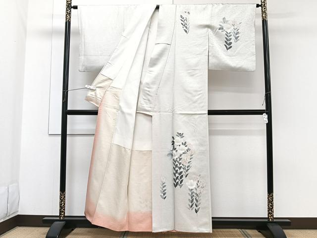 平和屋着物■訪問着　手描き　枝草花文　正絹　逸品　CABG7081xi