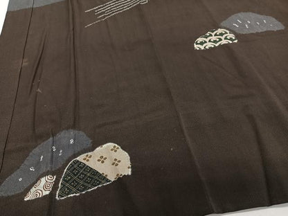 平和屋着物■男性　長襦袢　袷　絞り　人物筏文　金彩　正絹　逸品　CABG7083xi