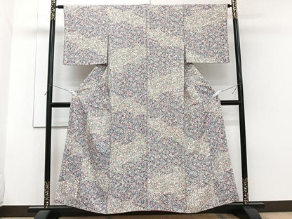 平和屋着物■上質な小紋　流水草花文　正絹　逸品　CABG7085xi