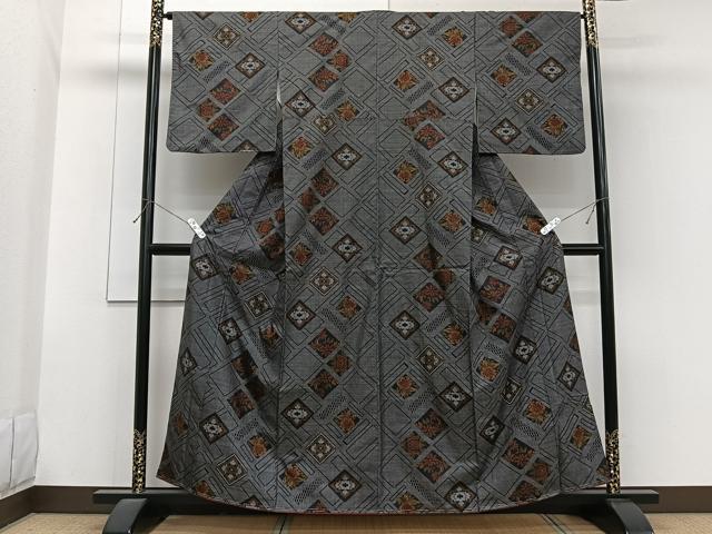平和屋着物■本場大島紬　7マルキ　花菱文　正絹　逸品　未使用　CABG7087xi
