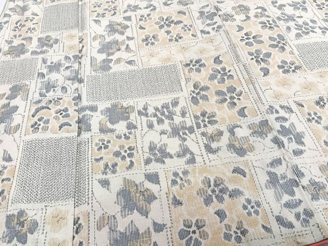 平和屋着物■上質な紬　格子花唐草文　正絹　逸品　CABG7090xi