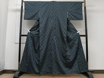 平和屋着物■上質なお召　麻の葉文　正絹　逸品　CABG7093xi