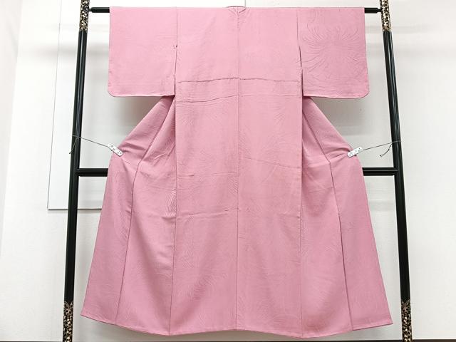 平和屋着物■上質な色無地　菊地紋　桃花色　正絹　逸品　CABG7098xi