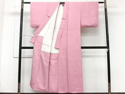 平和屋着物■上質な色無地　菊地紋　桃花色　正絹　逸品　CABG7098xi