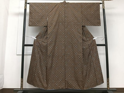 平和屋着物■本場大島紬　割込絣　花菱文　正絹　逸品　CABG7100xi