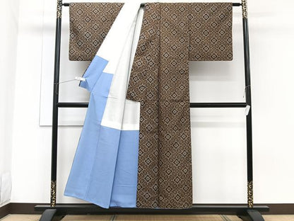 平和屋着物■本場大島紬　割込絣　花菱文　正絹　逸品　CABG7100xi