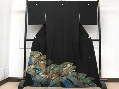平和屋着物■豪華黒留袖 作家物 駒刺繍 草木文 金銀彩 正絹 逸品 CABG7103xi
