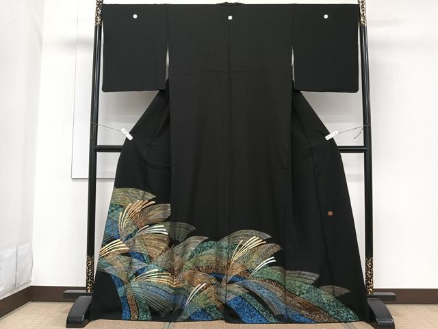 平和屋着物■豪華黒留袖 作家物 駒刺繍 草木文 金銀彩 正絹 逸品 CABG7103xi