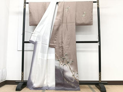 平和屋着物■訪問着　鬘帯松竹梅文　暈し染め　金彩　さが美扱い　正絹　逸品　未使用　CABG7107xi