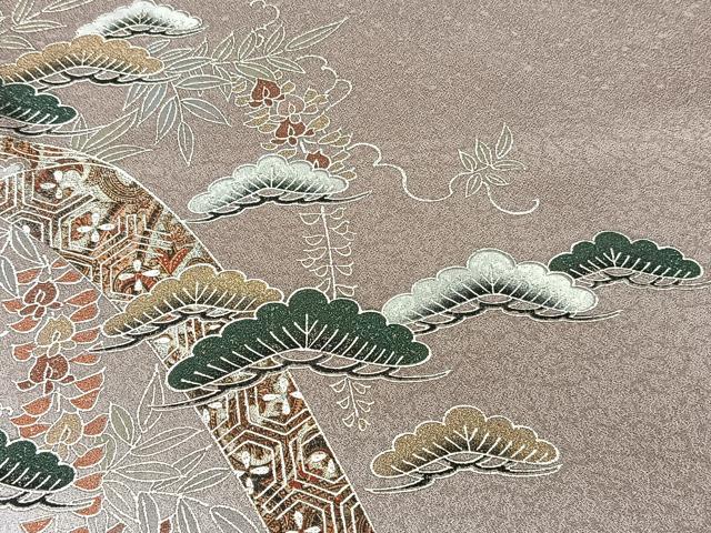 平和屋着物■訪問着　鬘帯松竹梅文　暈し染め　金彩　さが美扱い　正絹　逸品　未使用　CABG7107xi