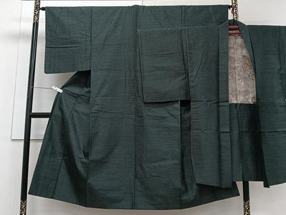 平和屋着物■男性　紬　アンサンブル　亀甲文様　正絹　逸品　CABG7108xi