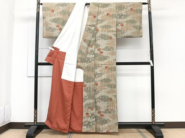 平和屋着物■上質な小紋　流水花文　金彩　正絹　逸品　CABG7109xi