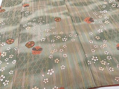 平和屋着物■上質な小紋　流水花文　金彩　正絹　逸品　CABG7109xi