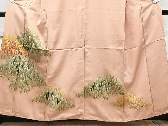 平和屋着物■色留訪問着　駒刺繍　樹林文　金彩　正絹　逸品　CABG7111xi