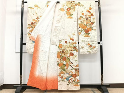 平和屋着物■豪華振袖 駒刺繍 御所車流水花文 松竹梅 金彩 正絹 逸品 CABG7112xi