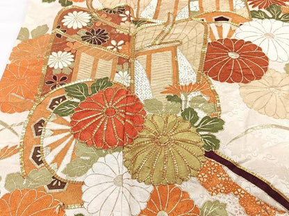 平和屋着物■豪華振袖 駒刺繍 御所車流水花文 松竹梅 金彩 正絹 逸品 CABG7112xi