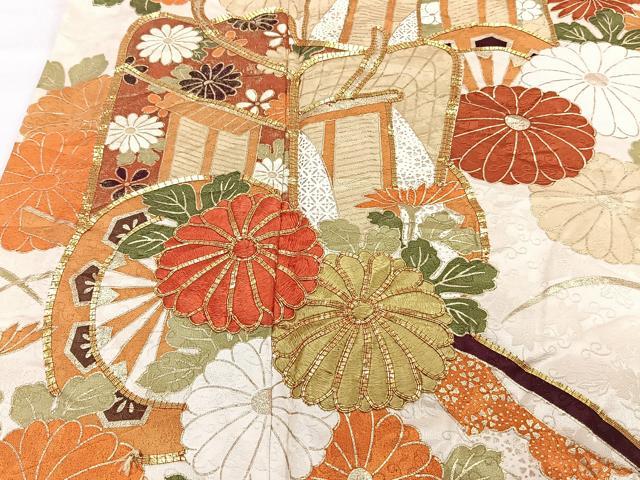 平和屋着物■豪華振袖 駒刺繍 御所車流水花文 松竹梅 金彩 正絹 逸品 CABG7112xi