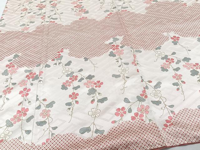 平和屋着物■上質な小紋　紗綾形枝垂れ花文　金彩　正絹　逸品　CABG7113xi