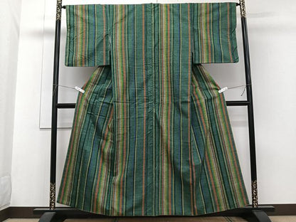 平和屋着物■上質な紬　縞　正絹　逸品　CABG7117xi