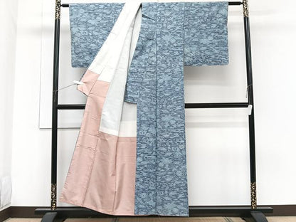 平和屋着物■上質な紬　流水花文　正絹　逸品　未使用　CABG7120xi