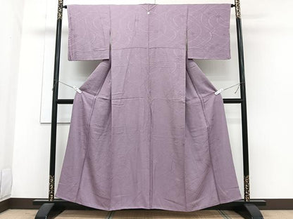平和屋着物■上質な色無地　菱地紋　浅紫色　高島屋扱い　正絹　逸品　CABG7123xi