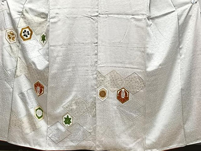 平和屋着物■訪問着　駒刺繍　亀甲花文　金銀彩　正絹　逸品　CABG7125xi