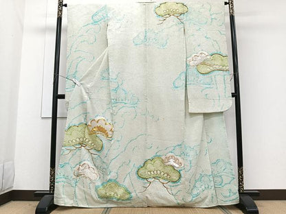 平和屋着物■豪華振袖　駒刺繍　総絞り　松文　銀糸　正絹　逸品　CABG7134xi